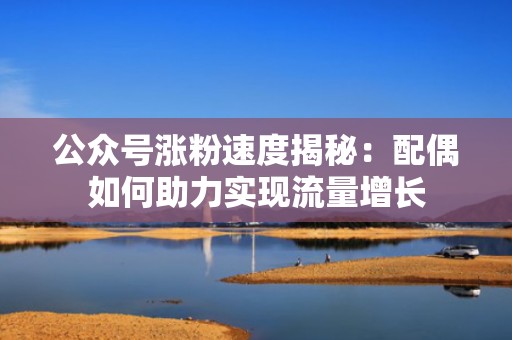 公众号涨粉速度揭秘：配偶如何助力实现流量增长