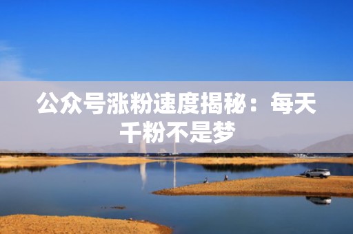 公众号涨粉速度揭秘：每天千粉不是梦