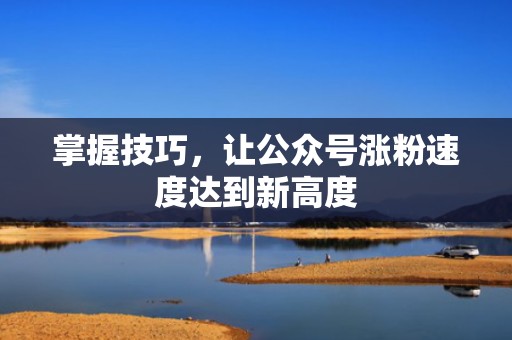 掌握技巧，让公众号涨粉速度达到新高度