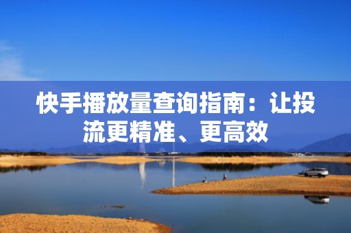 快手播放量查询指南：让投流更精准、更高效