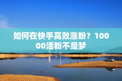 如何在快手高效涨粉？10000活粉不是梦