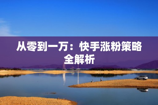 从零到一万：快手涨粉策略全解析