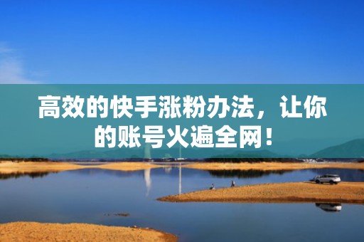 高效的快手涨粉办法，让你的账号火遍全网！