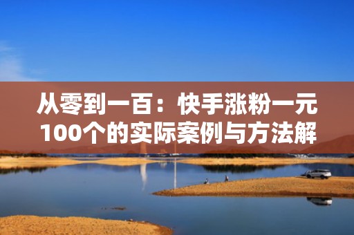 从零到一百：快手涨粉一元100个的实际案例与方法解析