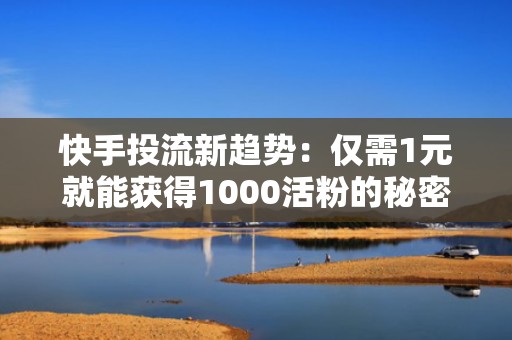快手投流新趋势：仅需1元就能获得1000活粉的秘密武器