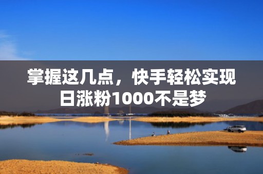 掌握这几点，快手轻松实现日涨粉1000不是梦