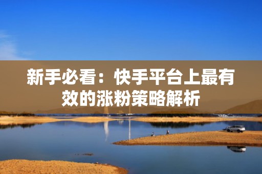 新手必看：快手平台上最有效的涨粉策略解析