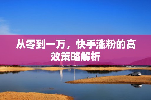 从零到一万，快手涨粉的高效策略解析