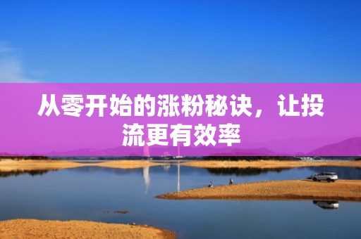 从零开始的涨粉秘诀，让投流更有效率