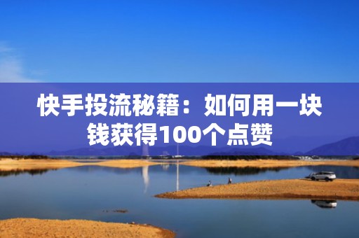 快手投流秘籍：如何用一块钱获得100个点赞