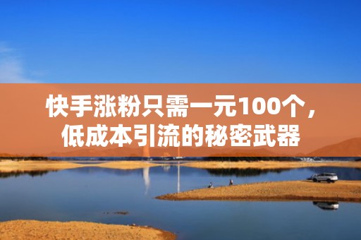 快手涨粉只需一元100个,低成本引流的秘密武器