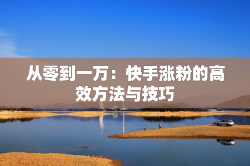 从零到一万：快手涨粉的高效方法与技巧