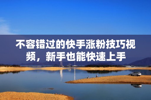 不容错过的快手涨粉技巧视频，新手也能快速上手