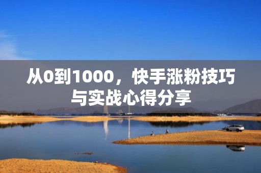 从0到1000,快手涨粉技巧与实战心得分享