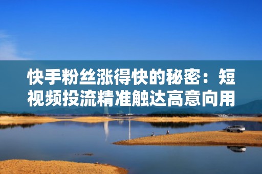 快手粉丝涨得快的秘密：短视频投流精准触达高意向用户，引爆自然流量增长