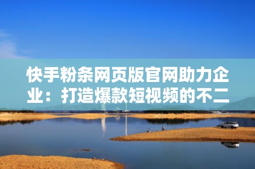 快手粉条网页版官网助力企业：打造爆款短视频的不二之选