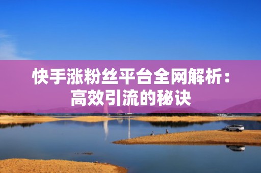 快手涨粉丝平台全网解析：高效引流的秘诀