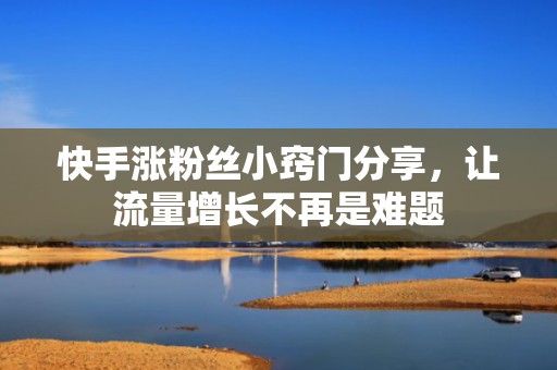 快手涨粉丝小窍门分享，让流量增长不再是难题