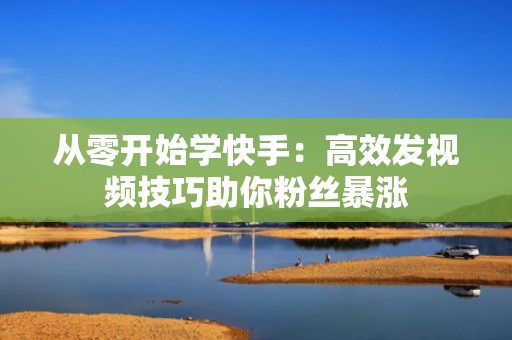从零开始学快手：高效发视频技巧助你粉丝暴涨