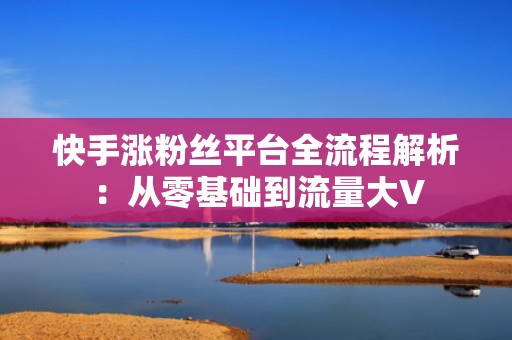 快手涨粉丝平台全流程解析：从零基础到流量大V