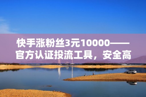 快手涨粉丝3元10000——官方认证投流工具，安全高效提升账号曝光与自然流量