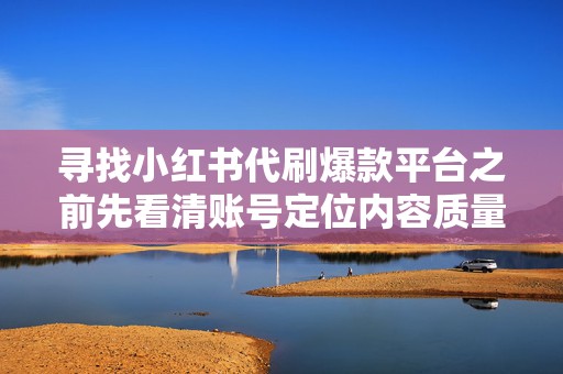 寻找小红书代刷爆款平台之前先看清账号定位内容质量与用户真实互动指标